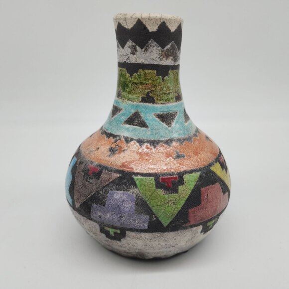 Bob Hayden Other - Vintage 1993 Bob Hayden Ceramic Vase Southwestern Geometric Pattern Colorful